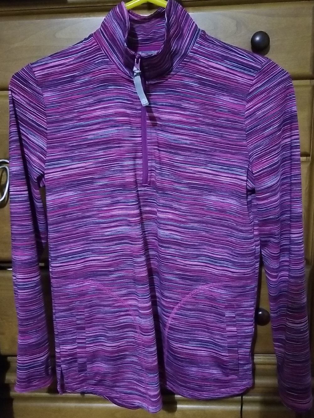 T by Talbots Sz P 1/4 Zip Striped Top